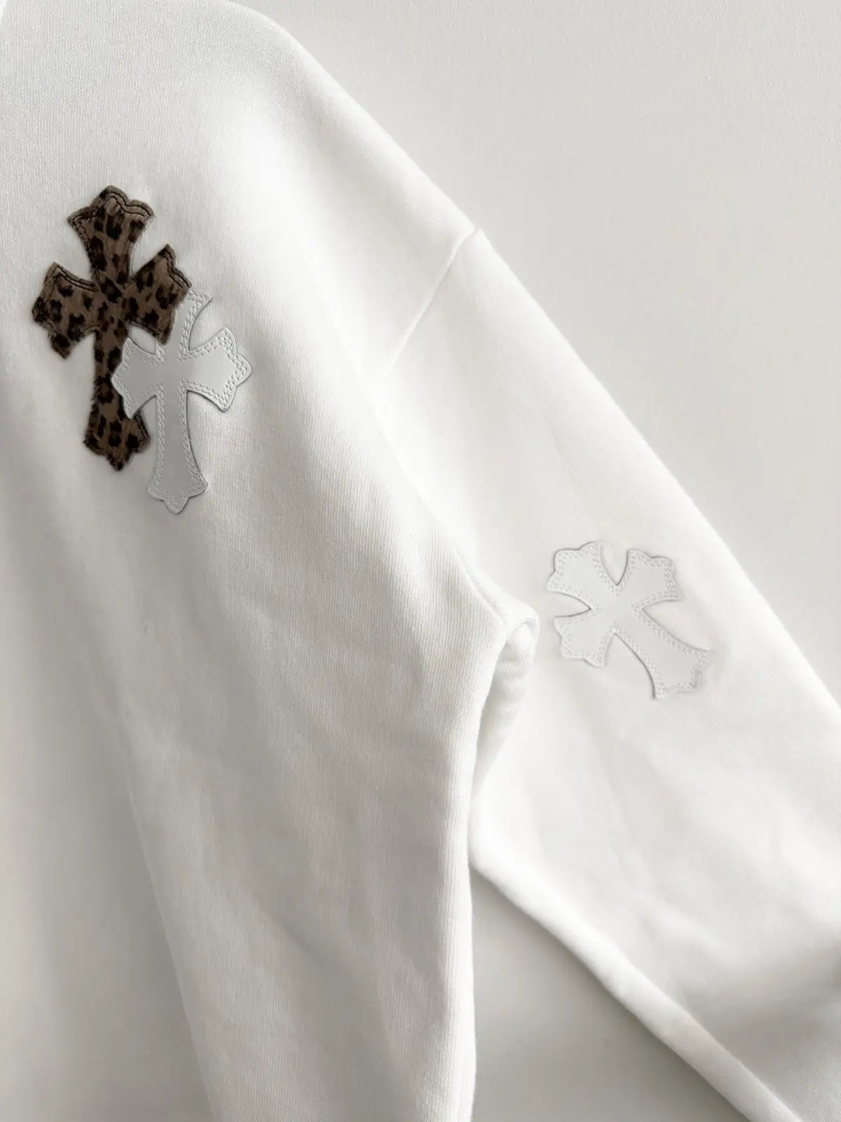 Chrome Hearts Leopard Patent Leather Patch Sweatshirt