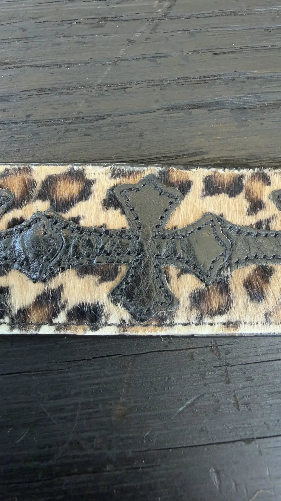 Chrome Hearts-Style Leopard Print Ponyhair Belt Strap Chrome Hearts