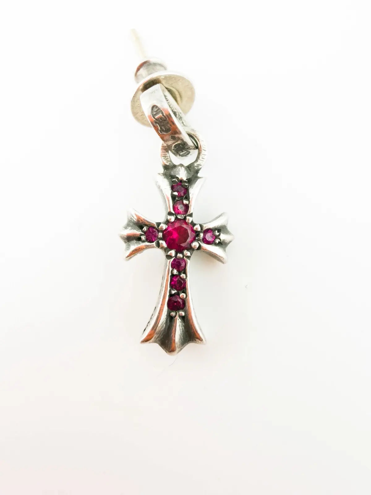 Chrome Hearts Pink Sapphire Baby Fat Pave Earring