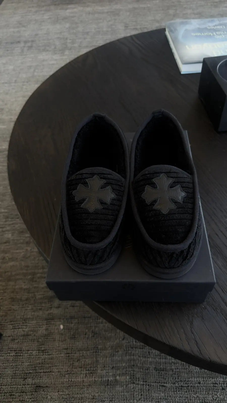 Chrome Hearts Corduroy Cross Patch Slippers Chrome Hearts