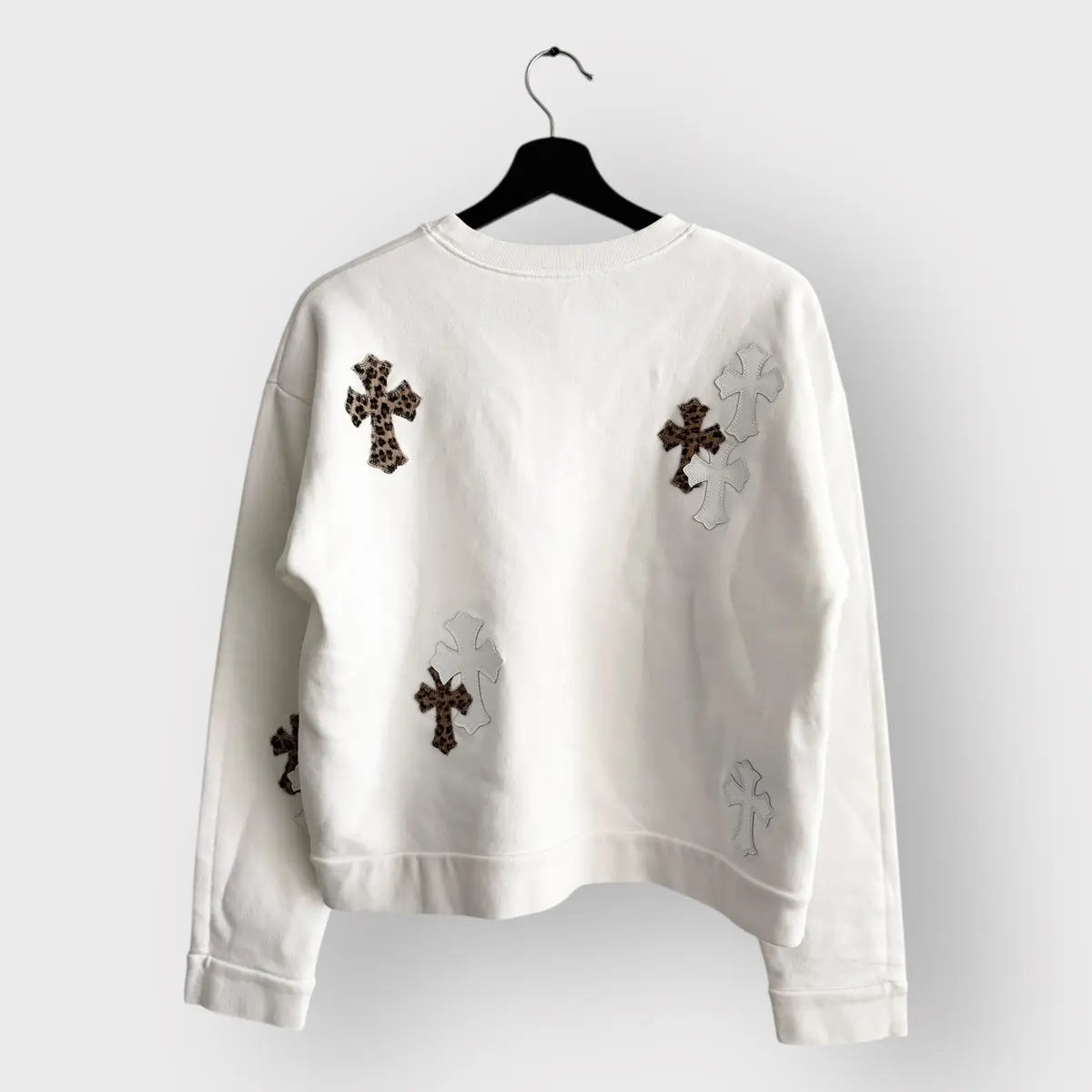 Chrome Hearts Leopard Patent Leather Patch Sweatshirt