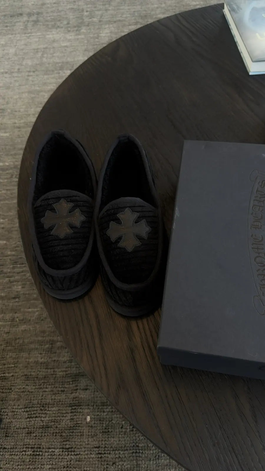Chrome Hearts Corduroy Cross Patch Slippers Chrome Hearts