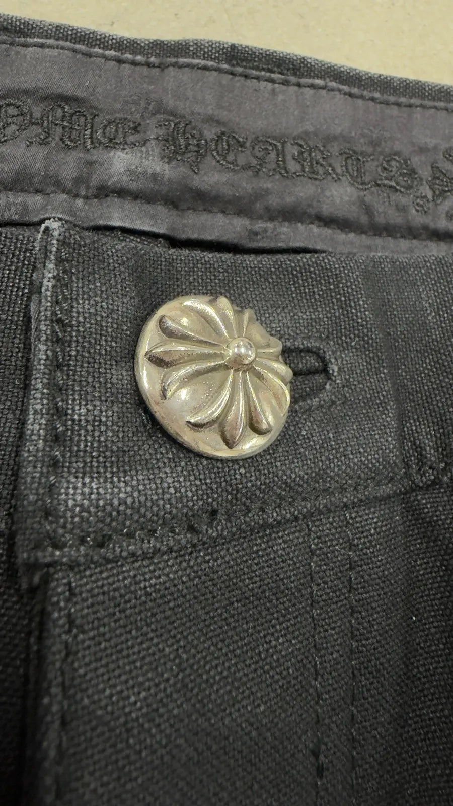 Chrome Hearts Cemetery Cross Leather Patch Cargo Pants