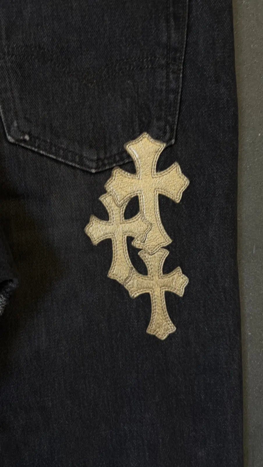 Chrome Hearts LEVI'S Black Denim "GOLD CROSSES"