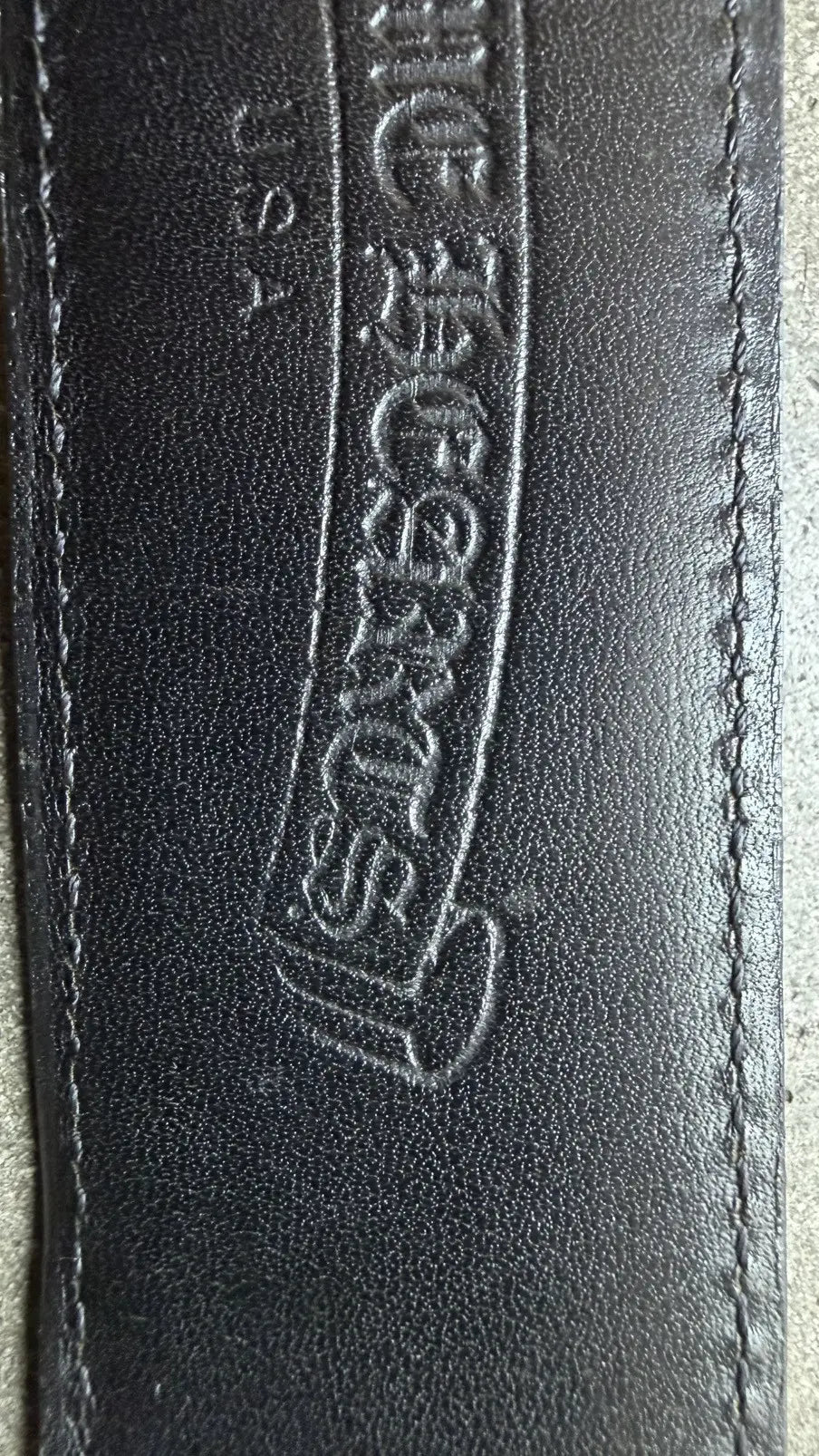 Chrome Hearts Black Leather Scroll Ring Belt