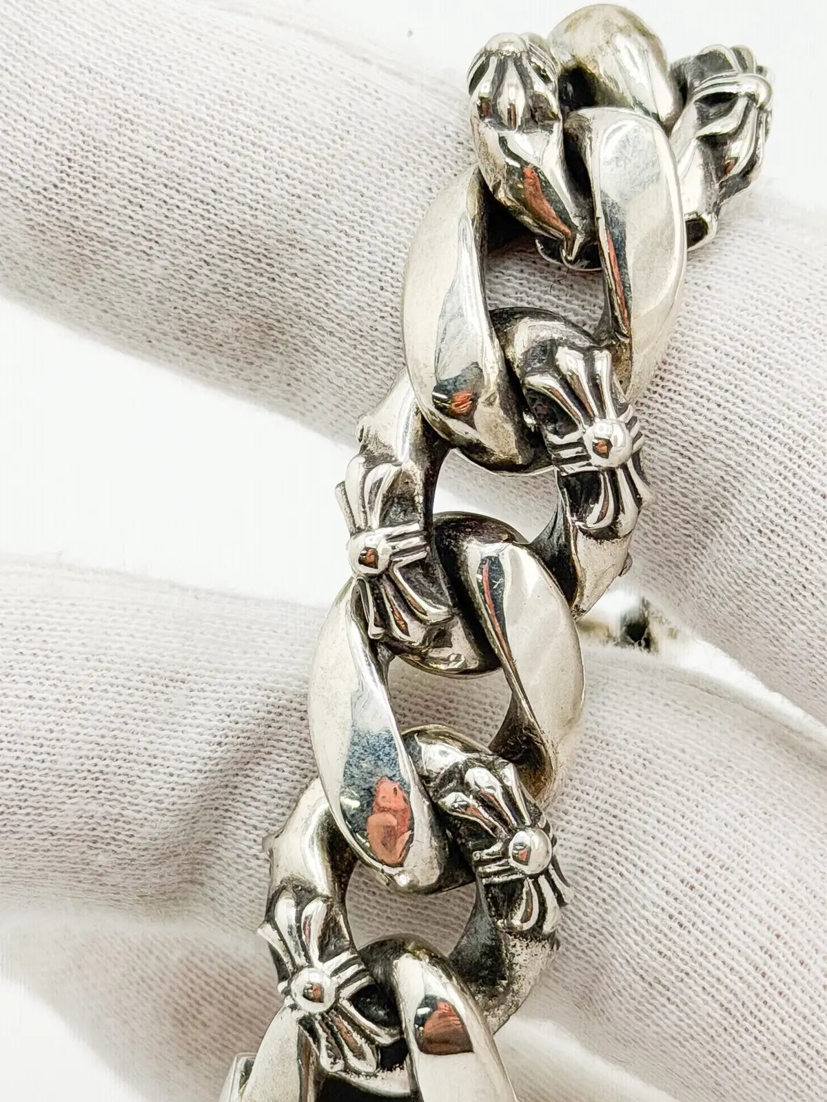Chrome Hearts Floral Cross ID Link Bracelet