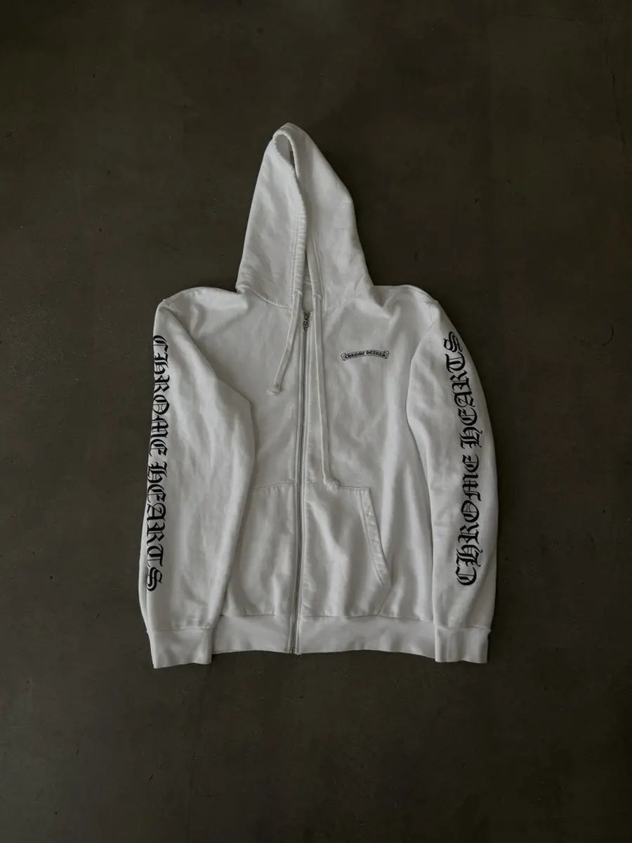 Chrome Heart Scroll Zip-Up Hoodie