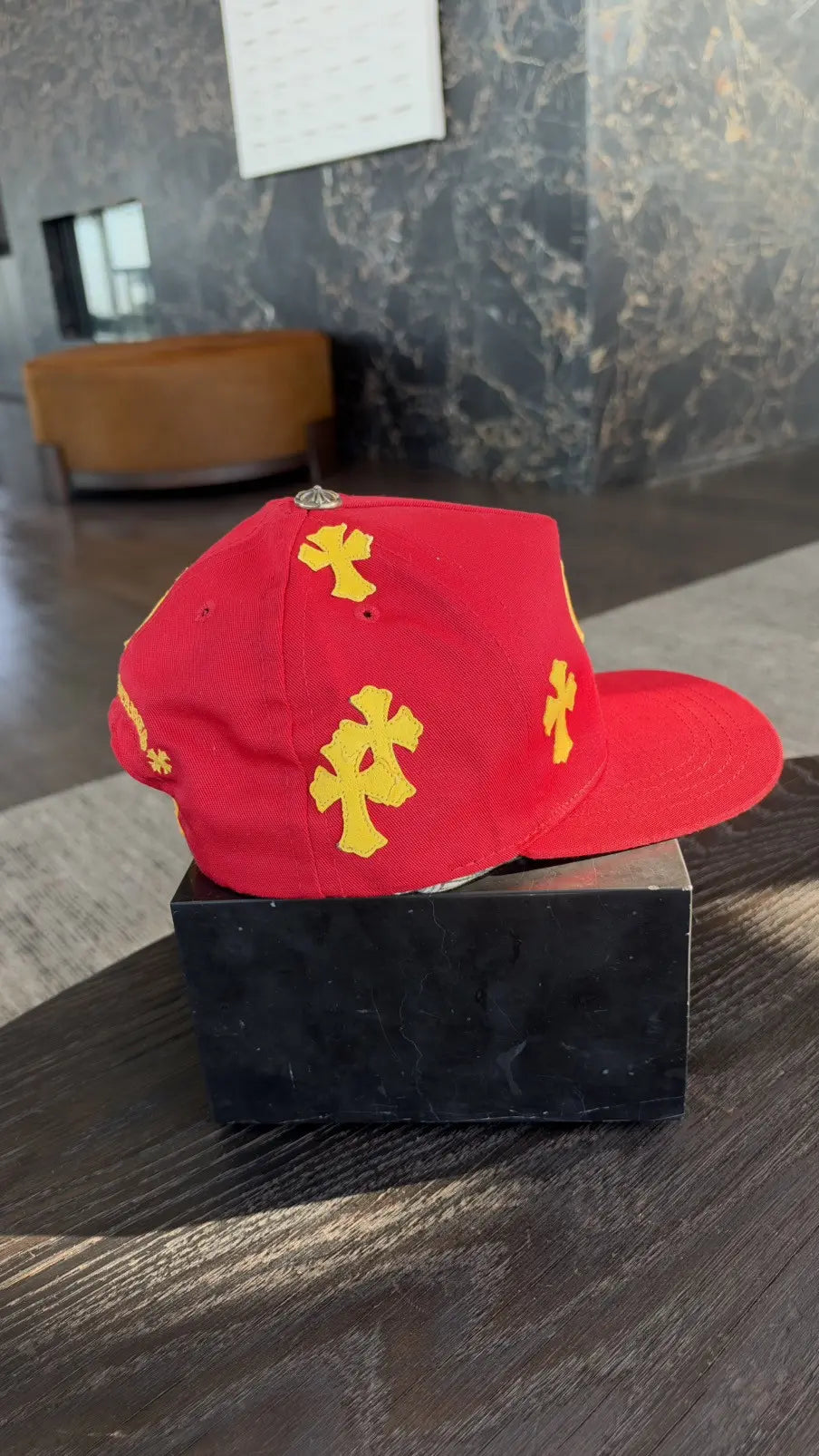 Chrome Hearts Red Yellow Cross Patch Baseball Cap Chrome Hearts