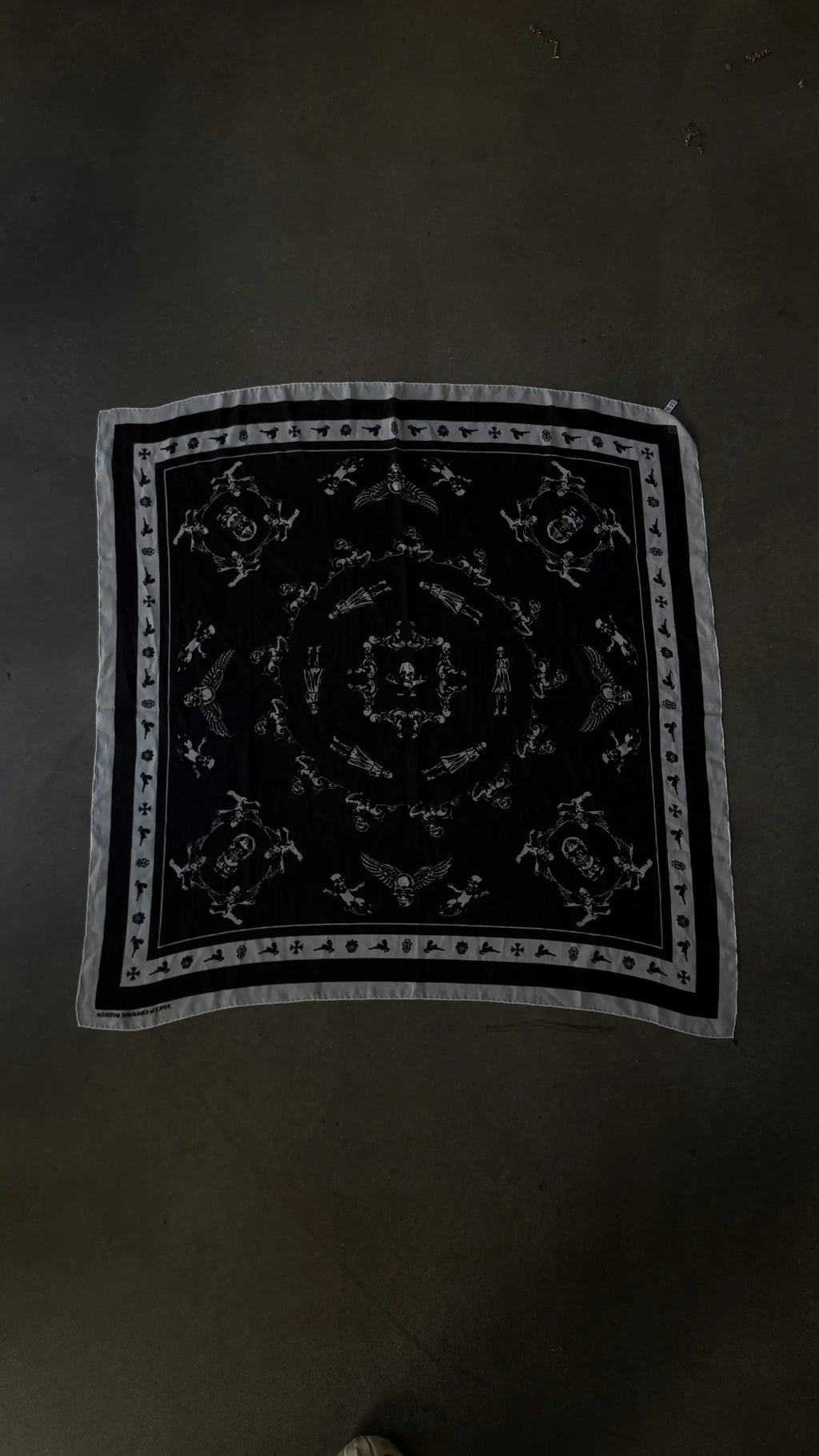 Chrome Hearts Foti Motif Black Silk Scarf