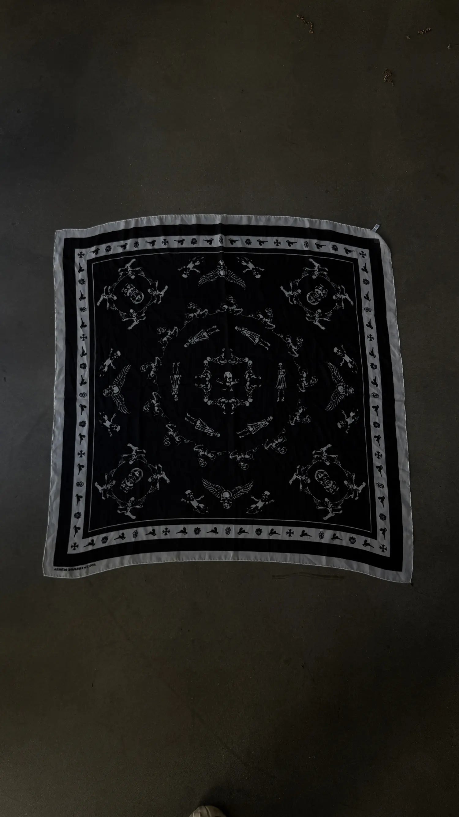 Chrome Hearts Foti Motif Black Silk Scarf