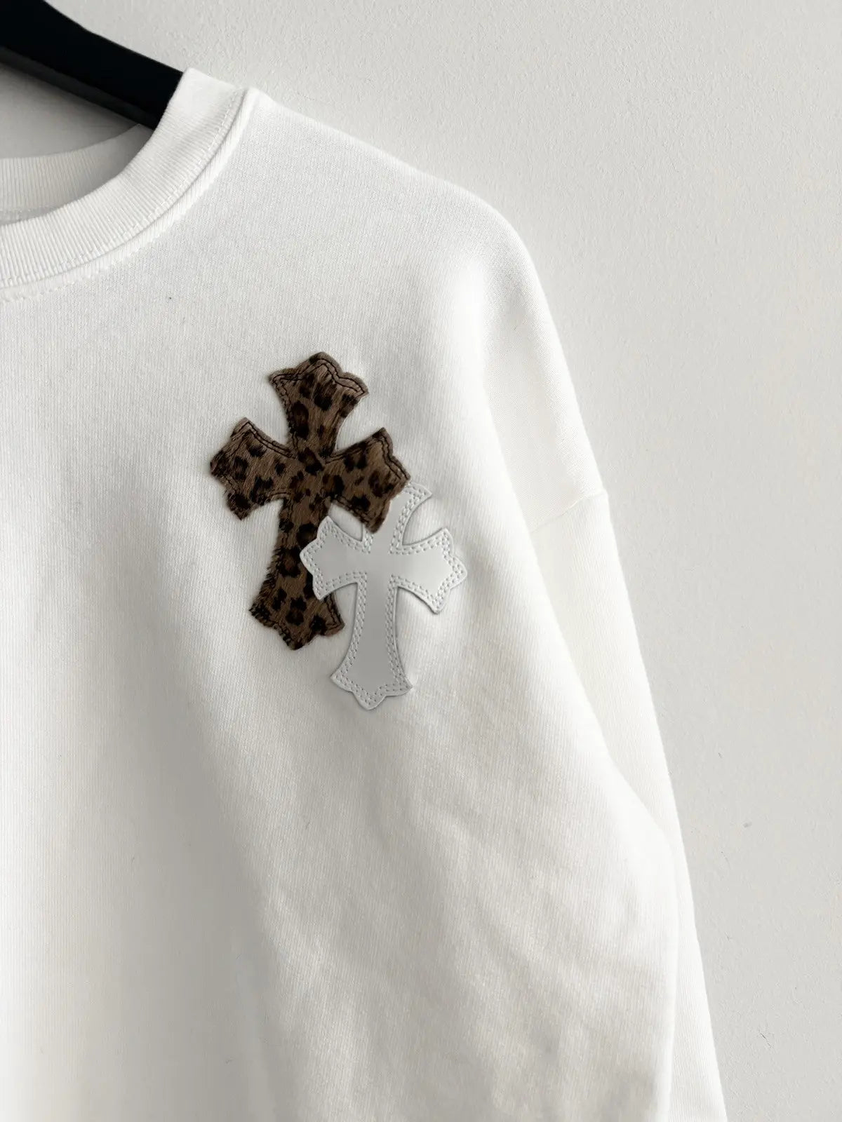 Chrome Hearts Leopard Patent Leather Patch Sweatshirt