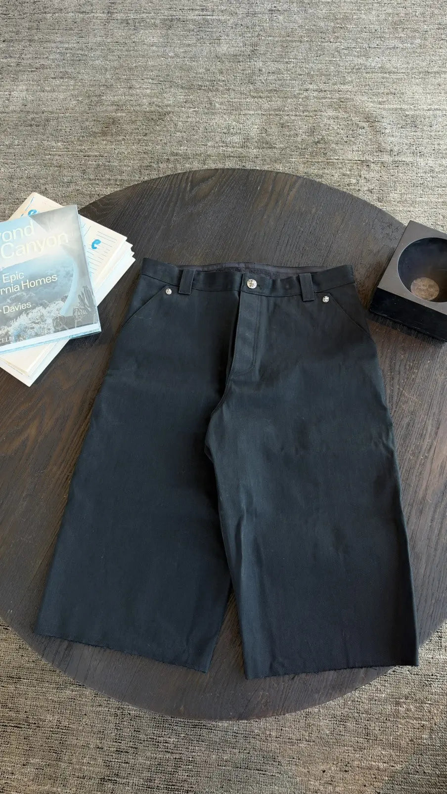 Chrome Hearts "KS Cut" Black Selvedge Denim Shorts Size 36 Chrome Hearts