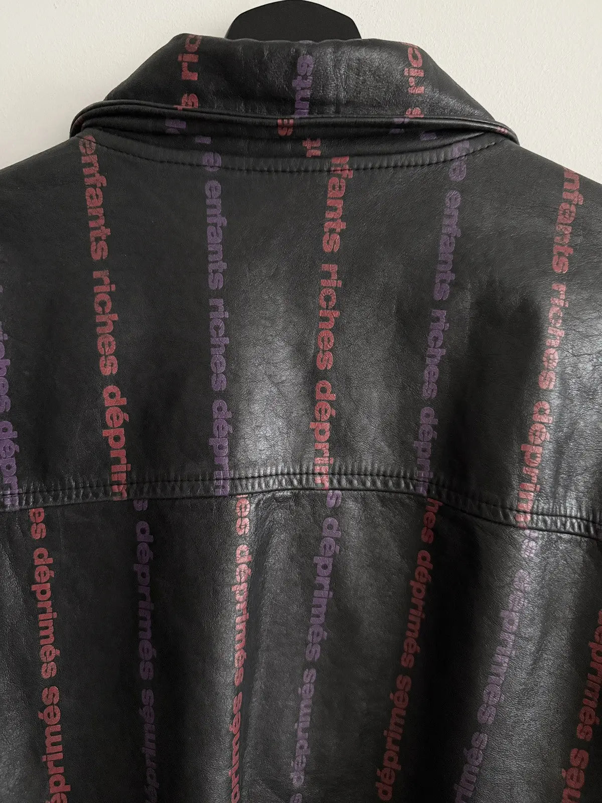 Enfants Riches Deprimes Logo Stripped Leather Jacket