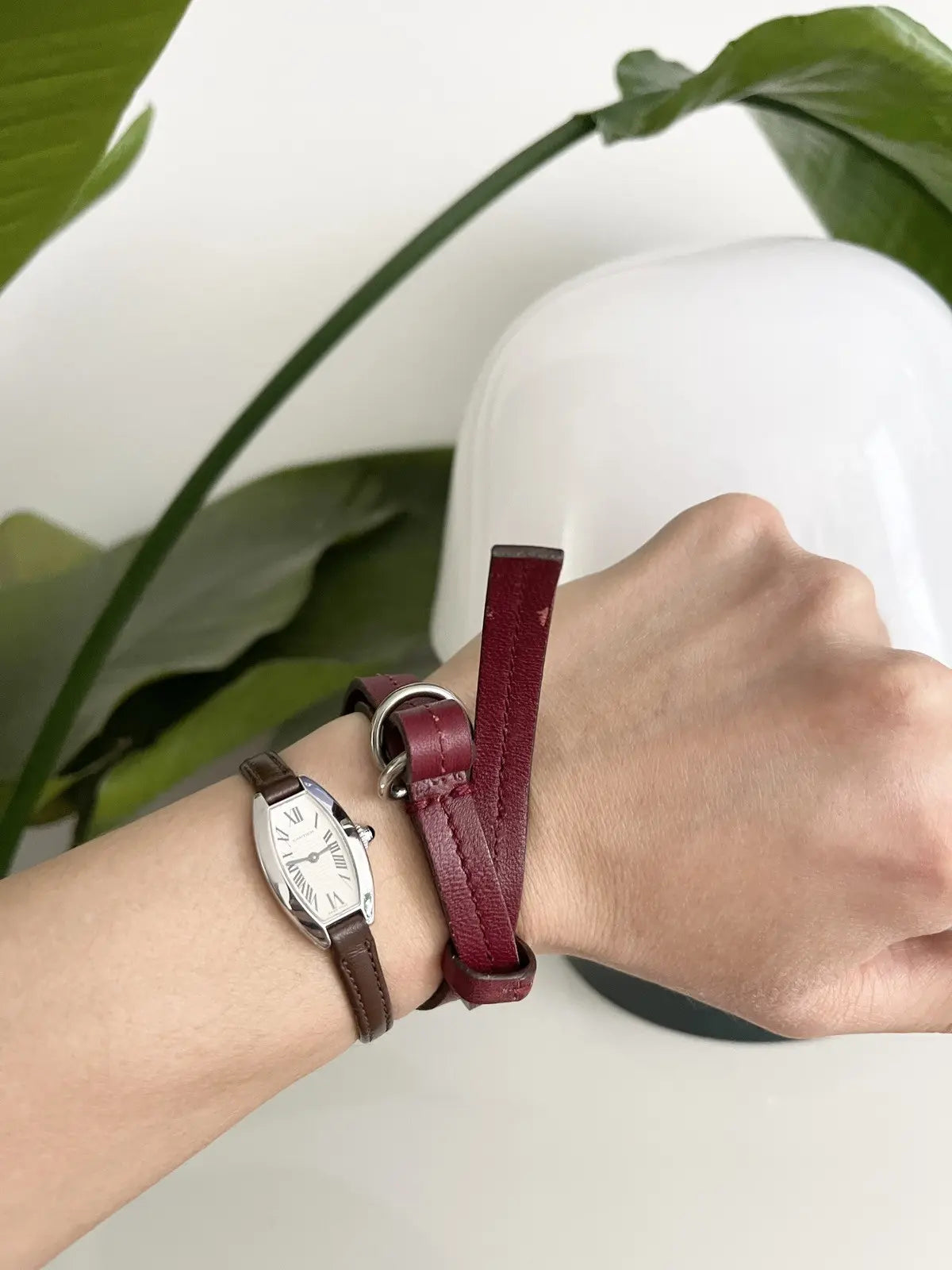 2000s Prada Leather Strap Buckle Bracelet