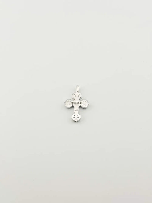 18K White Gold Emerald Filigree Charm Pendant