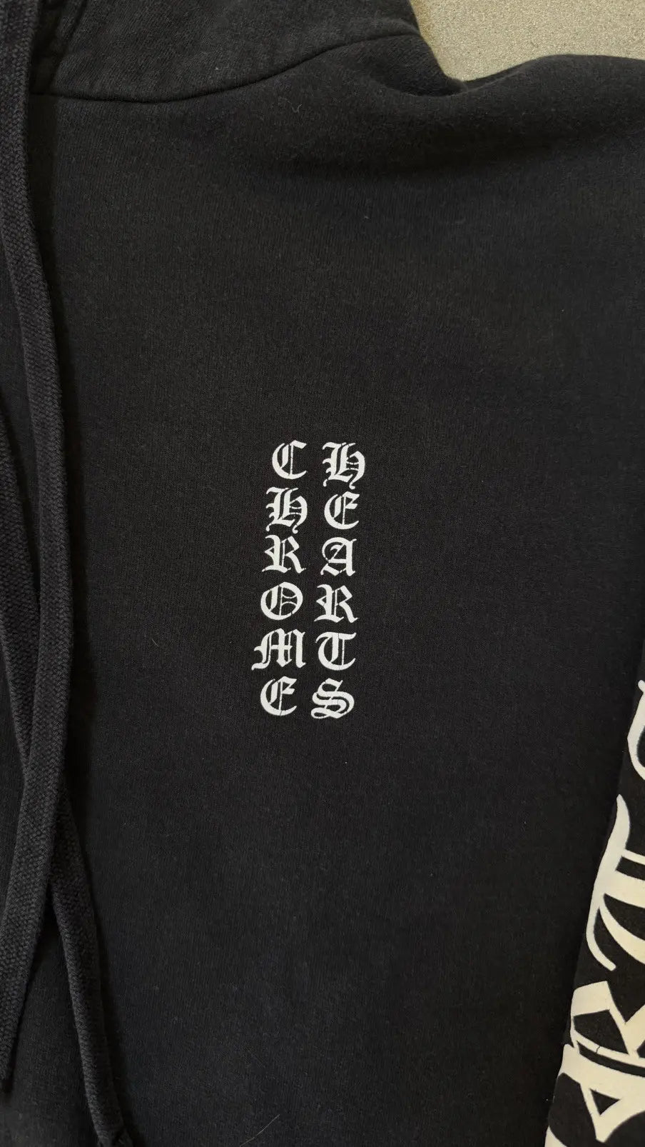 Chrome Heart Scroll Script Sleeve Hoodie Black