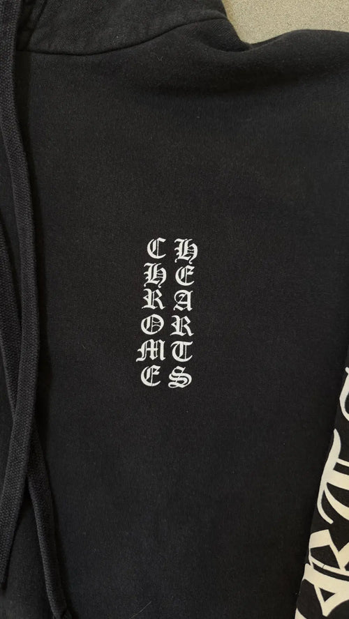 Chrome Heart Scroll Script Sleeve Hoodie Black