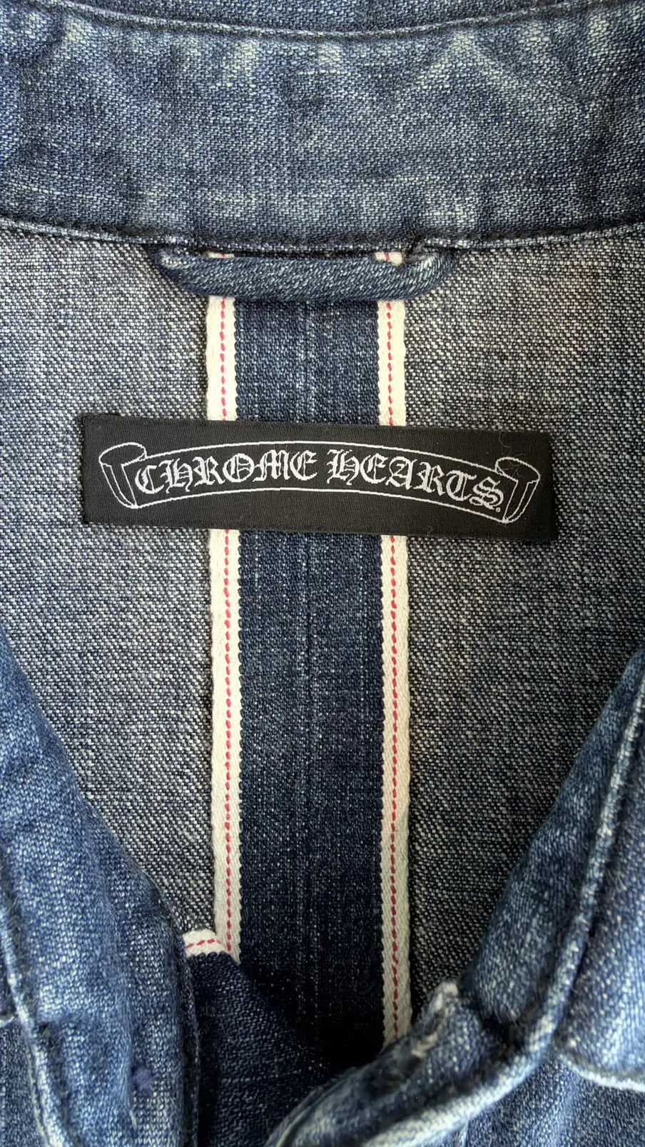 Chrome Hearts Cross Patch Western Denim Button-Up Shirt Size L Chrome Hearts