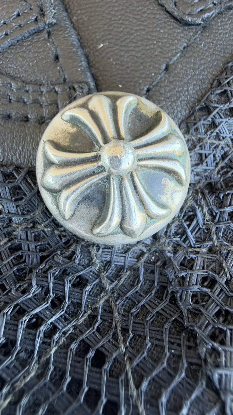 Chrome Hearts Cemetery Cross Leather Stitched Trucker Hat Chrome Hearts