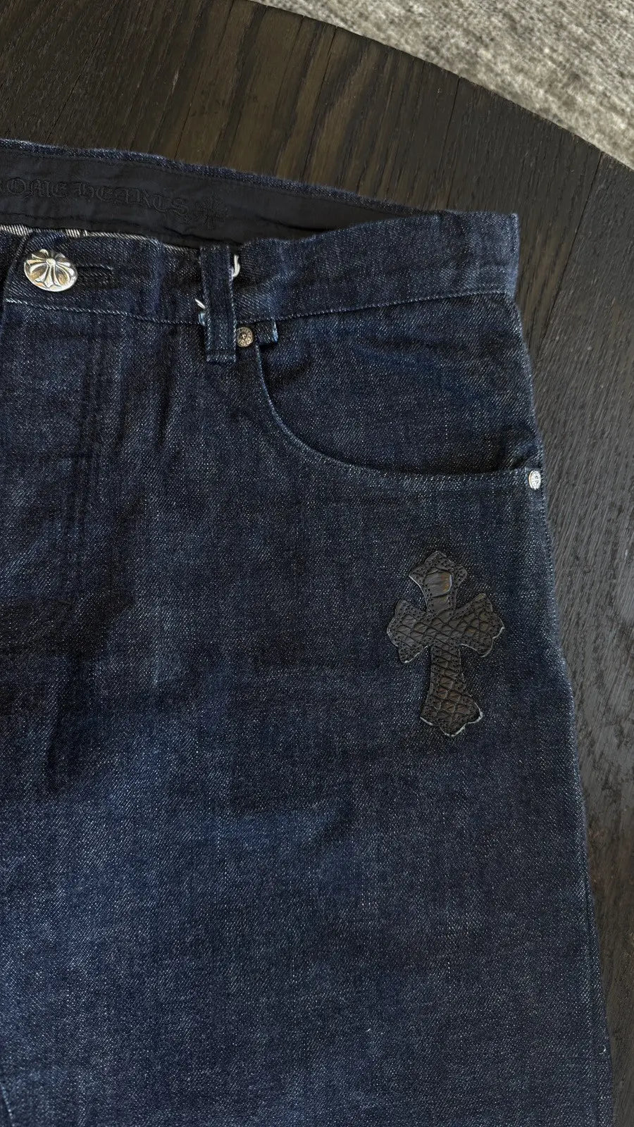 Chrome Hearts Crocodile Cross Patch Jeans Chrome Hearts
