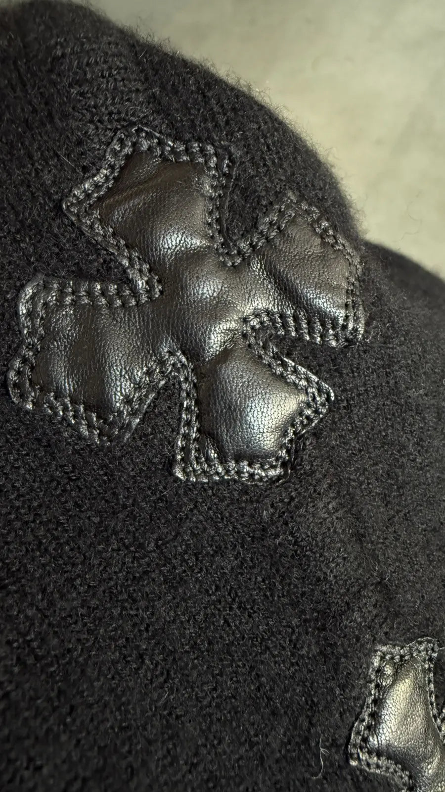 Chrome Hearts Cashmere Leather Cross Zip-Up Hoodie