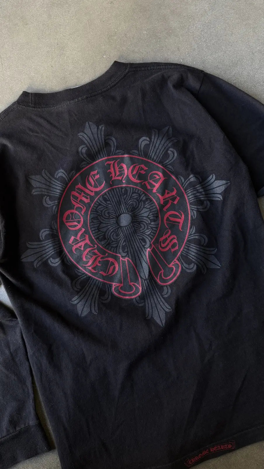2000s Chrome Hearts Red Floral Horseshoe LS Tee