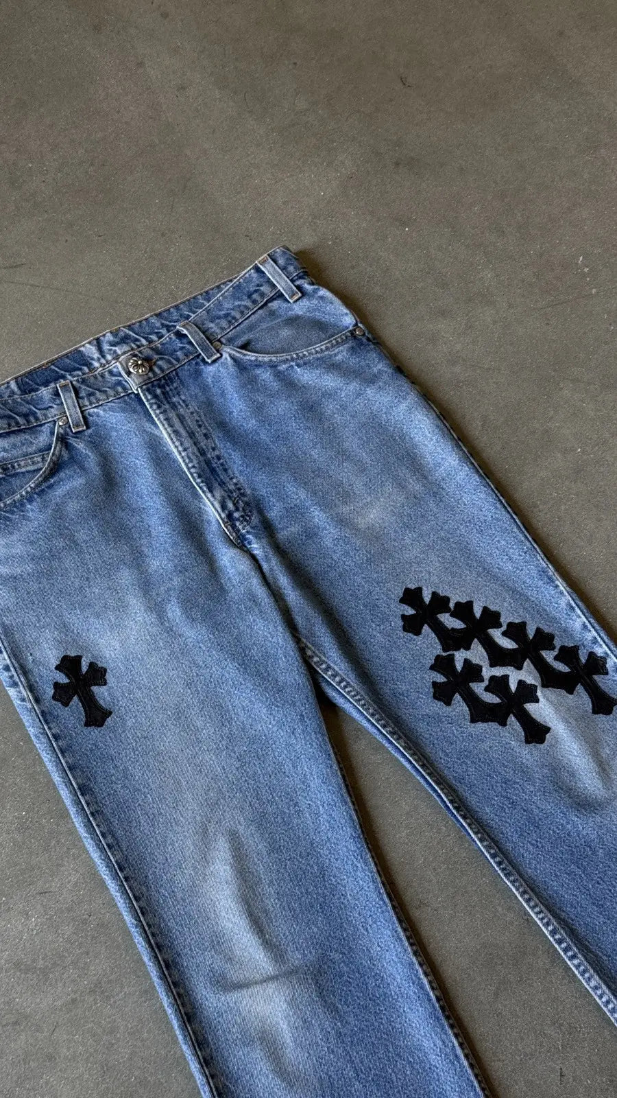 Chrome Hearts Levis 517 Black Cross Patch Jeans