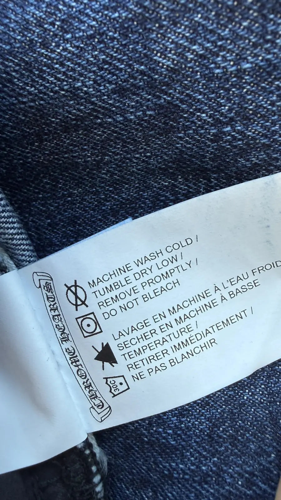 Chrome Hearts Dark Wash Denim Jeans Sterling Cross Button Chrome Hearts