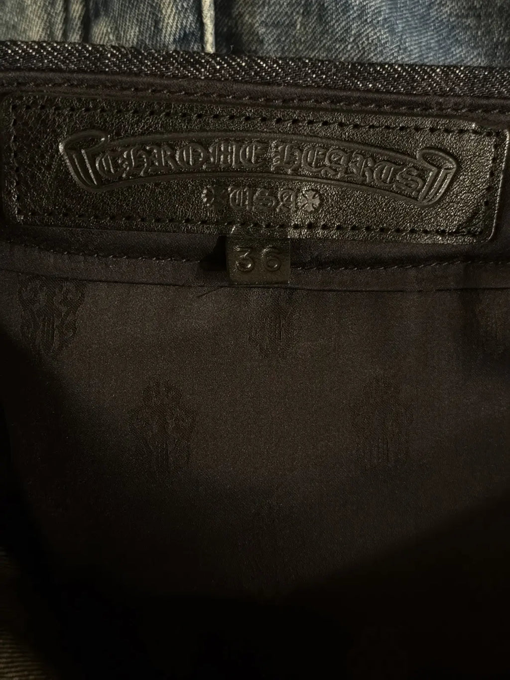 Chrome Hearts KS CUT Raw Indigo Denim Jeans — Size 36