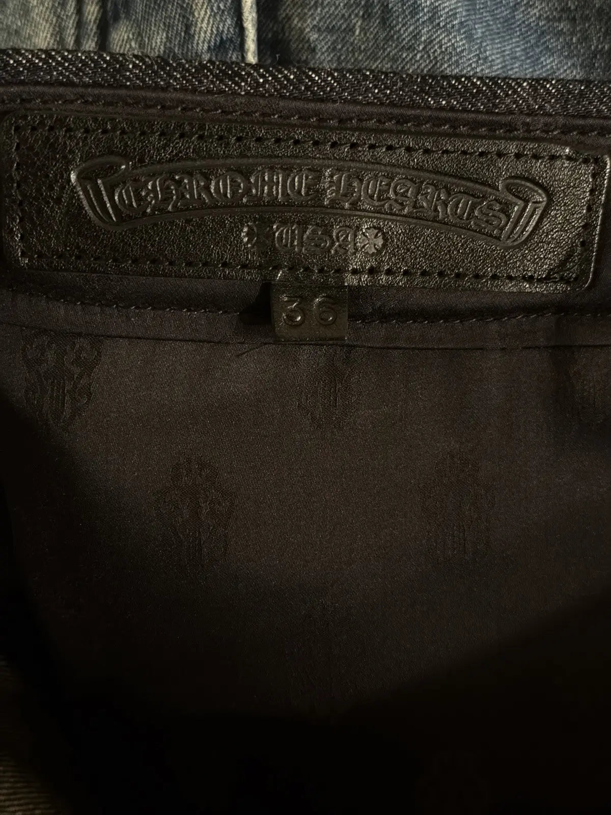 Chrome Hearts KS CUT Raw Indigo Denim Jeans — Size 36