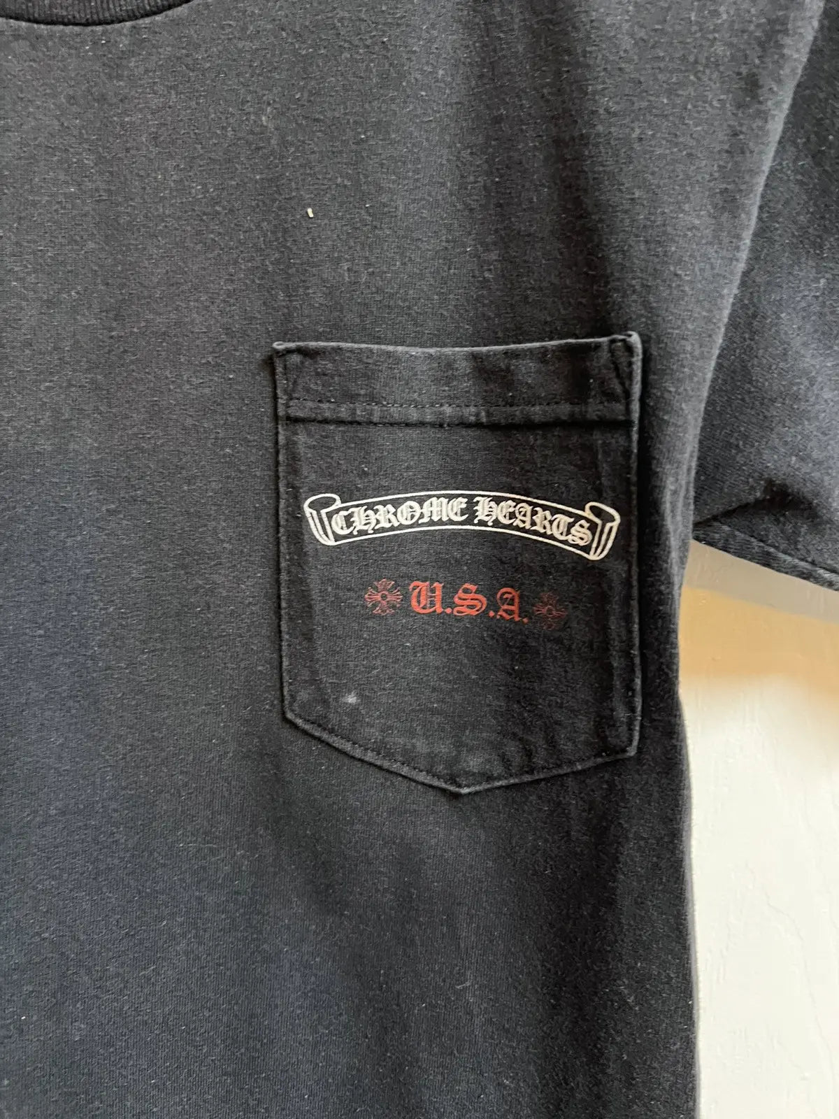 2000s Chrome Hearts USA Flag Scroll Logo Pocket Tee