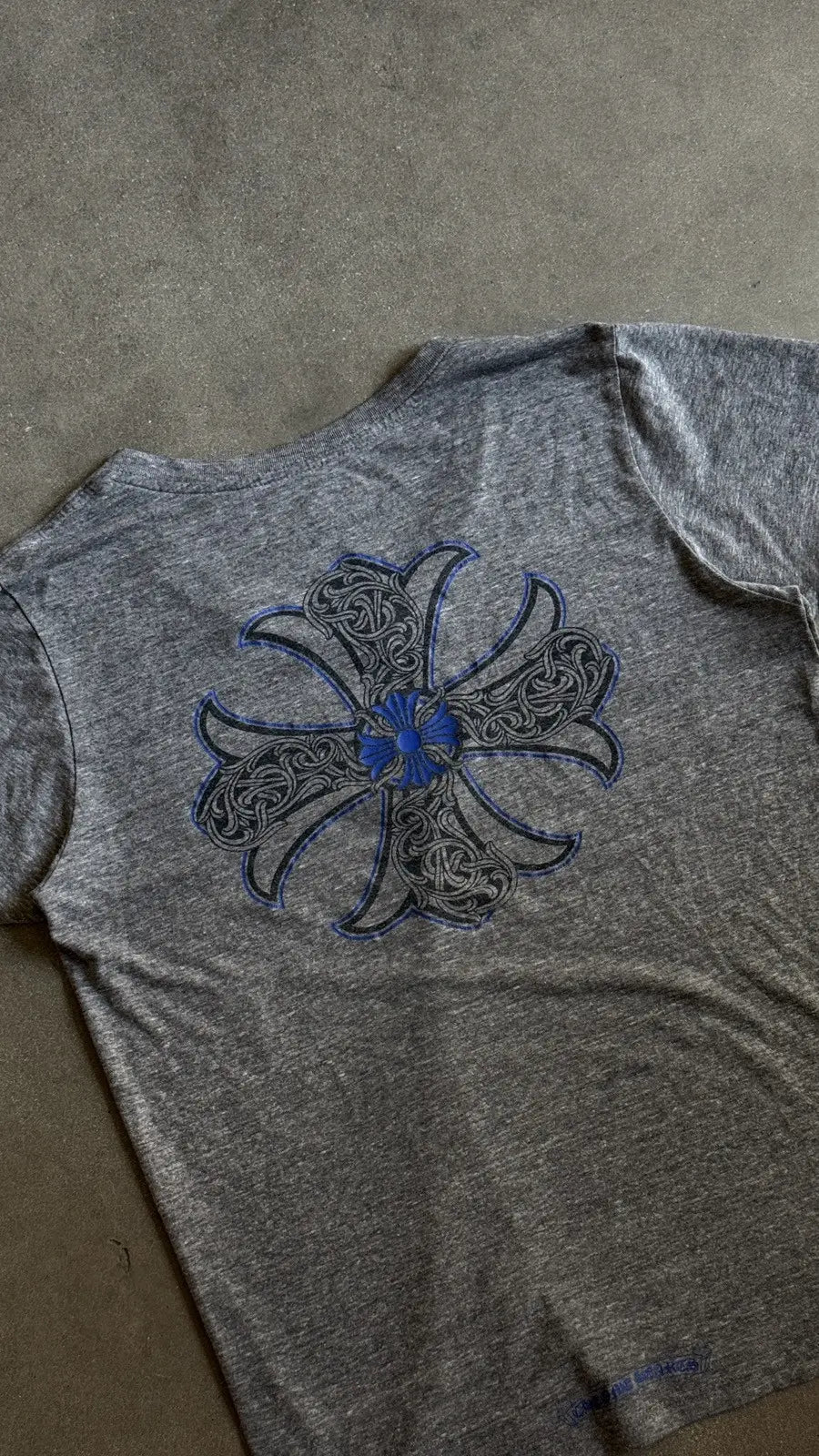 Chrome Hearts Grey & Blue Cross Logo T-shirt