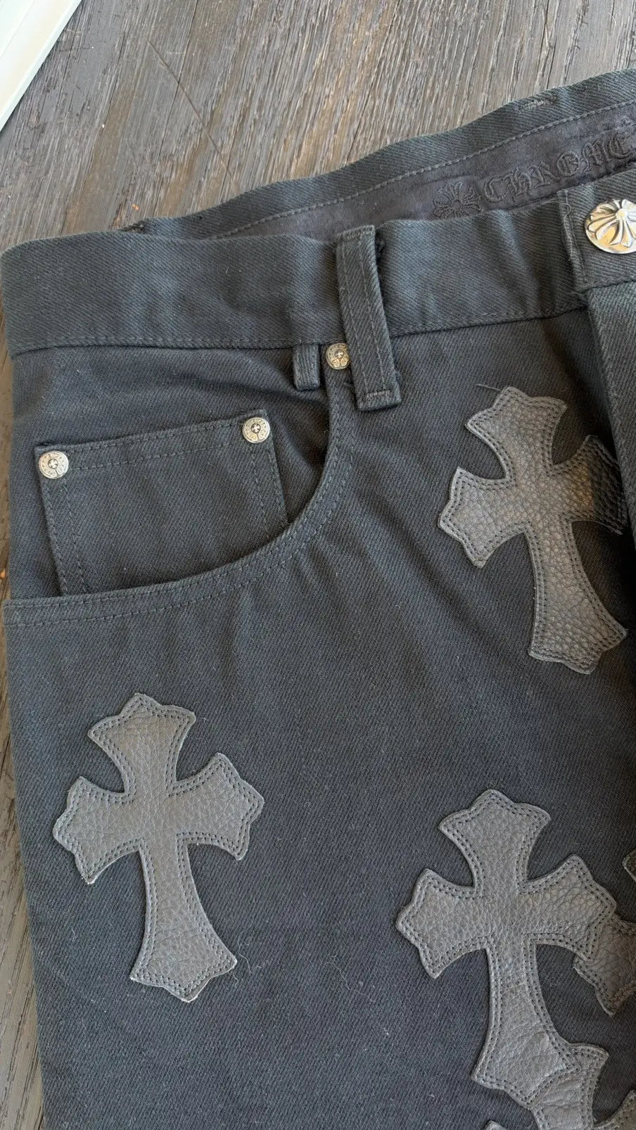 Chrome Hearts Cross Patch Jorts Vibe Cropped Denim Jeans Size 34 Chrome Hearts