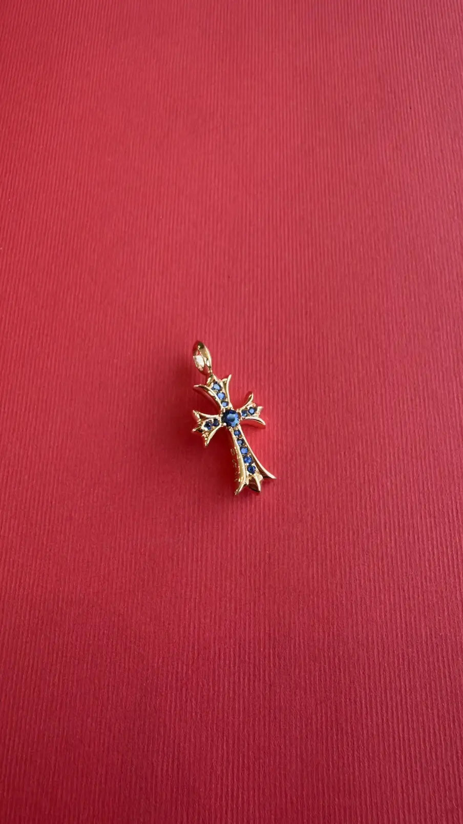 Chrome Hearts 22K Gold and Blue Sapphire Cross Pendant Chrome Hearts