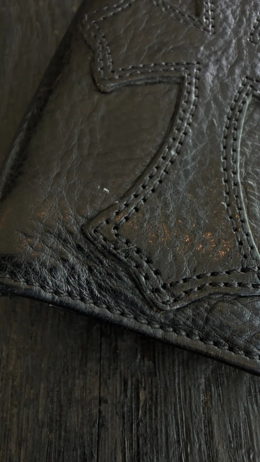 Chrome Hearts Black Leather Trifold Wallet Chrome Hearts