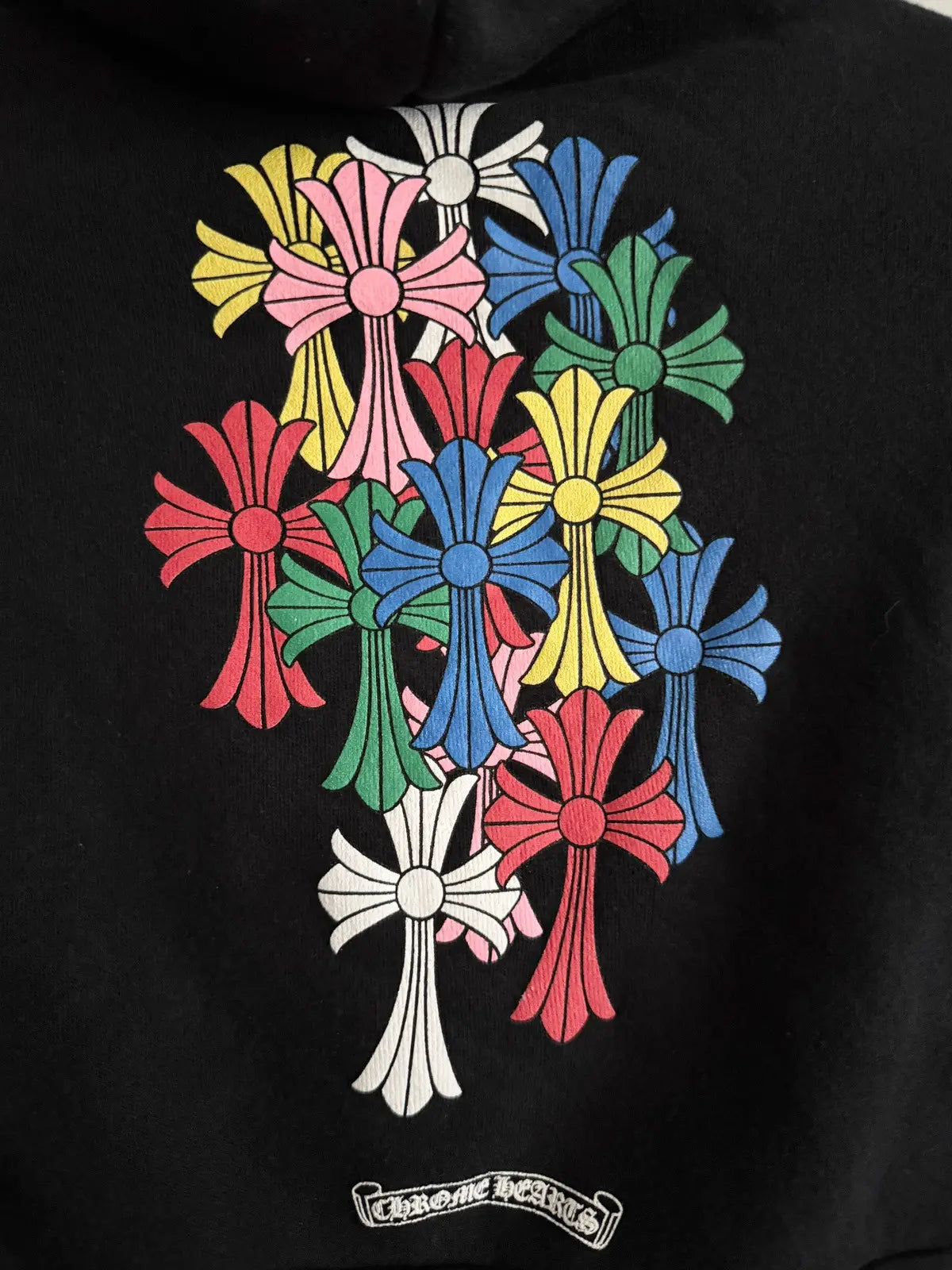 Chrome Hearts Kids Multi Color Cross Zip-up Hoodie