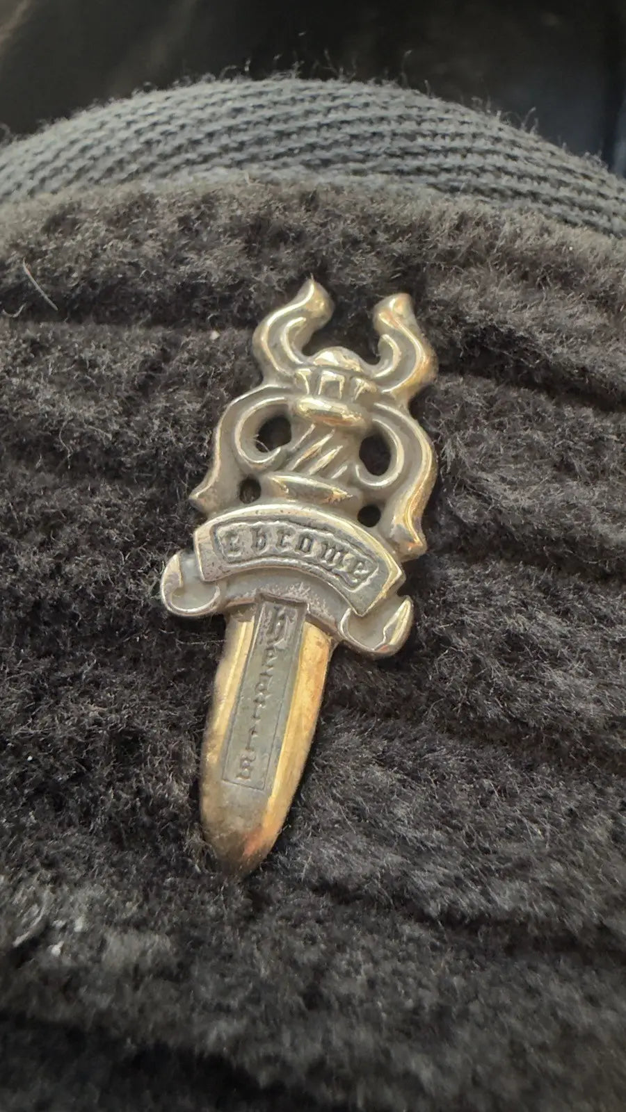 Chrome Hearts Black Corduroy Dagger Slippers