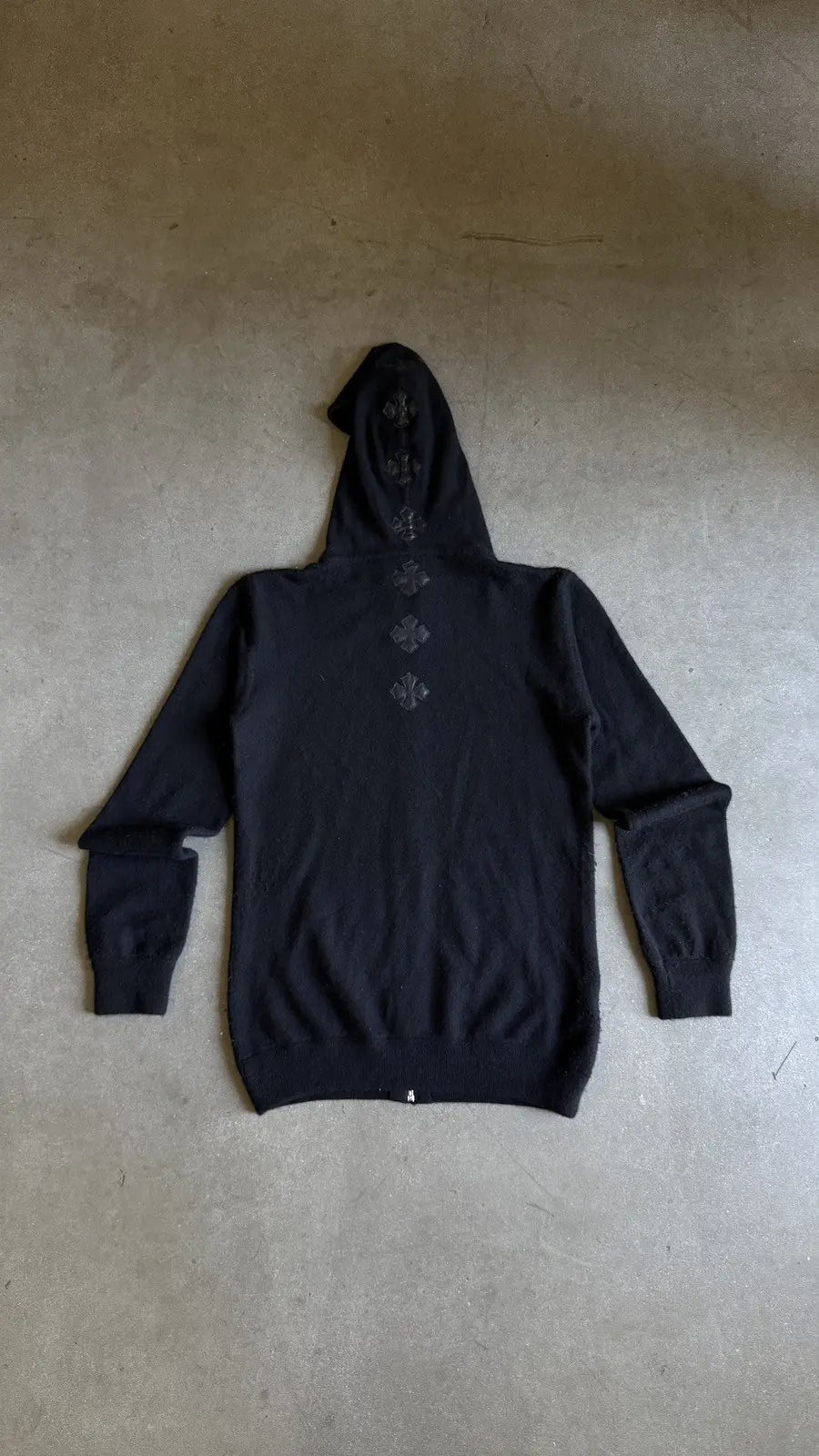 Chrome Hearts Cashmere Leather Cross Zip-Up Hoodie