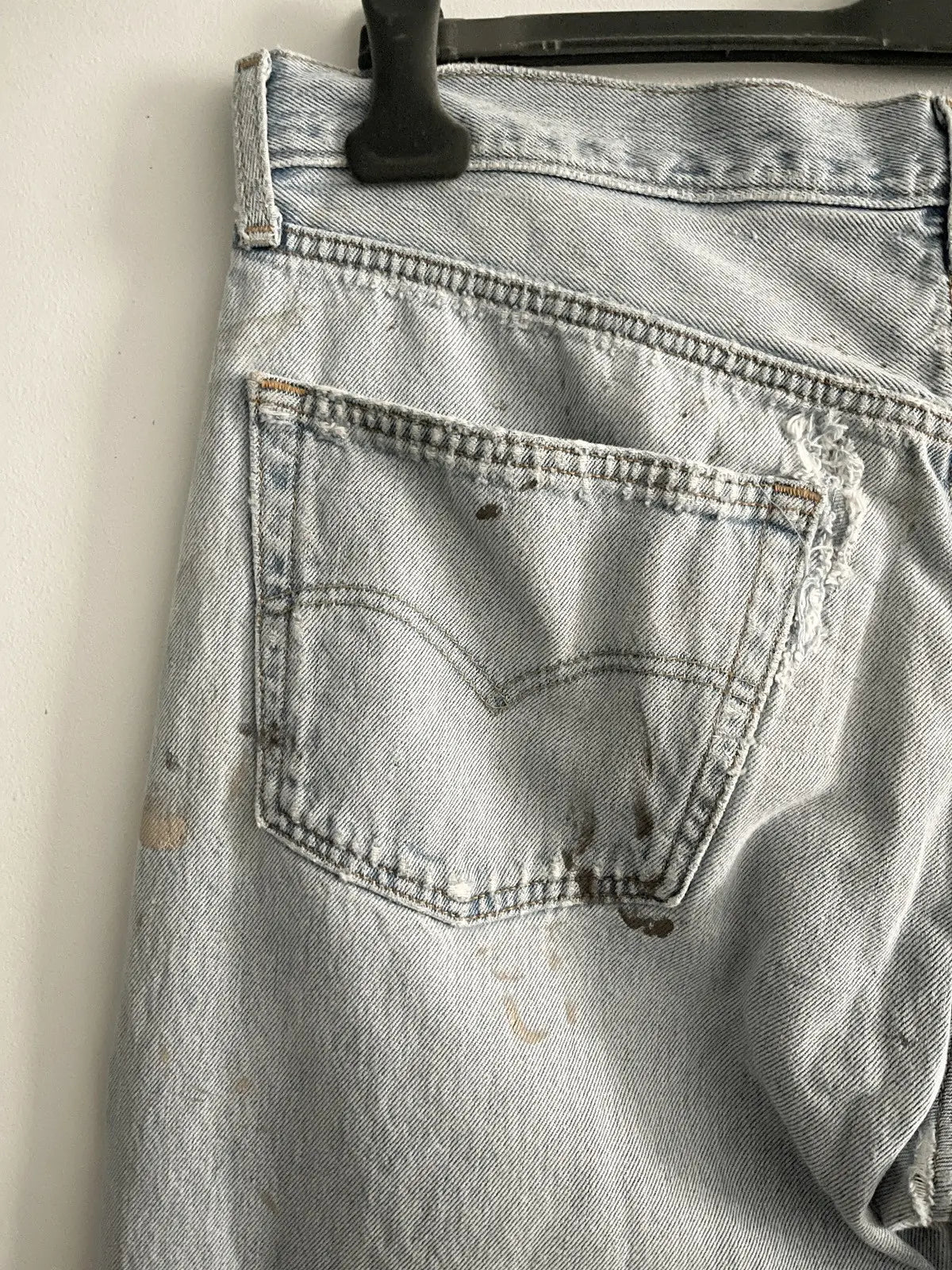 1990s Levi’s 501 Distressed Paint Denim Jeans