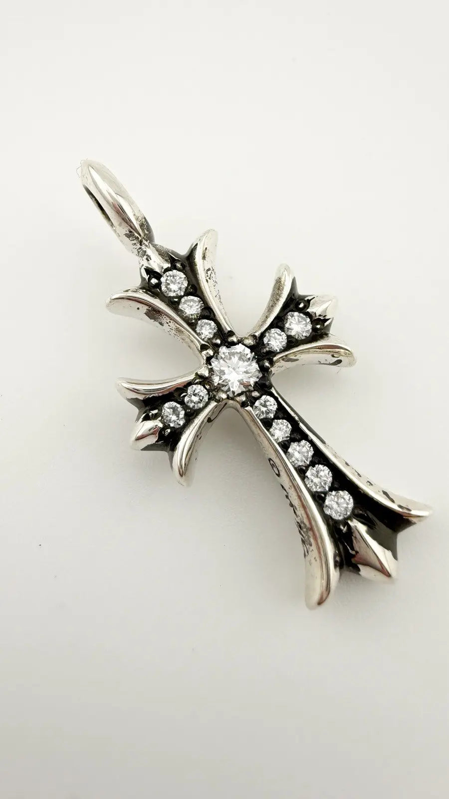 Chrome Hearts Diamond Tiny Fat Cross Pendant
