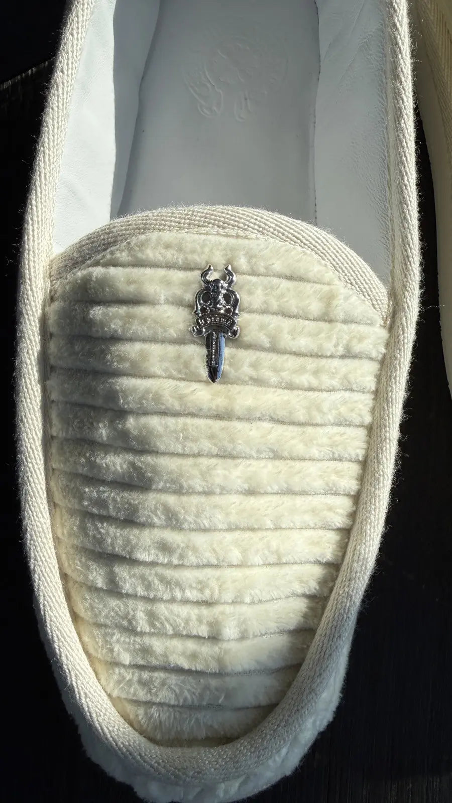 Chrome Hearts White Corduroy Dagger Loafers Chrome Hearts