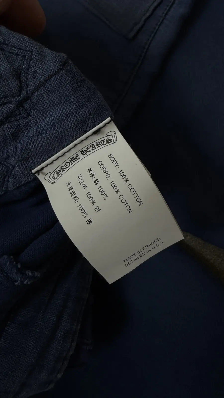 Chrome Hearts Blue Cross Patch French Work Pants
