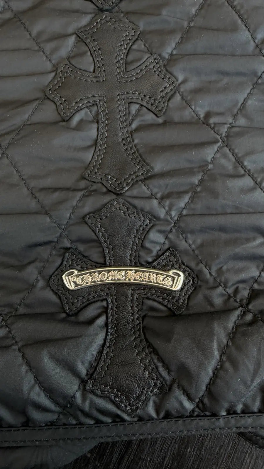 Chrome Hearts "Papa" Spinal Cross Patch Quilted Vest Size M Chrome Hearts