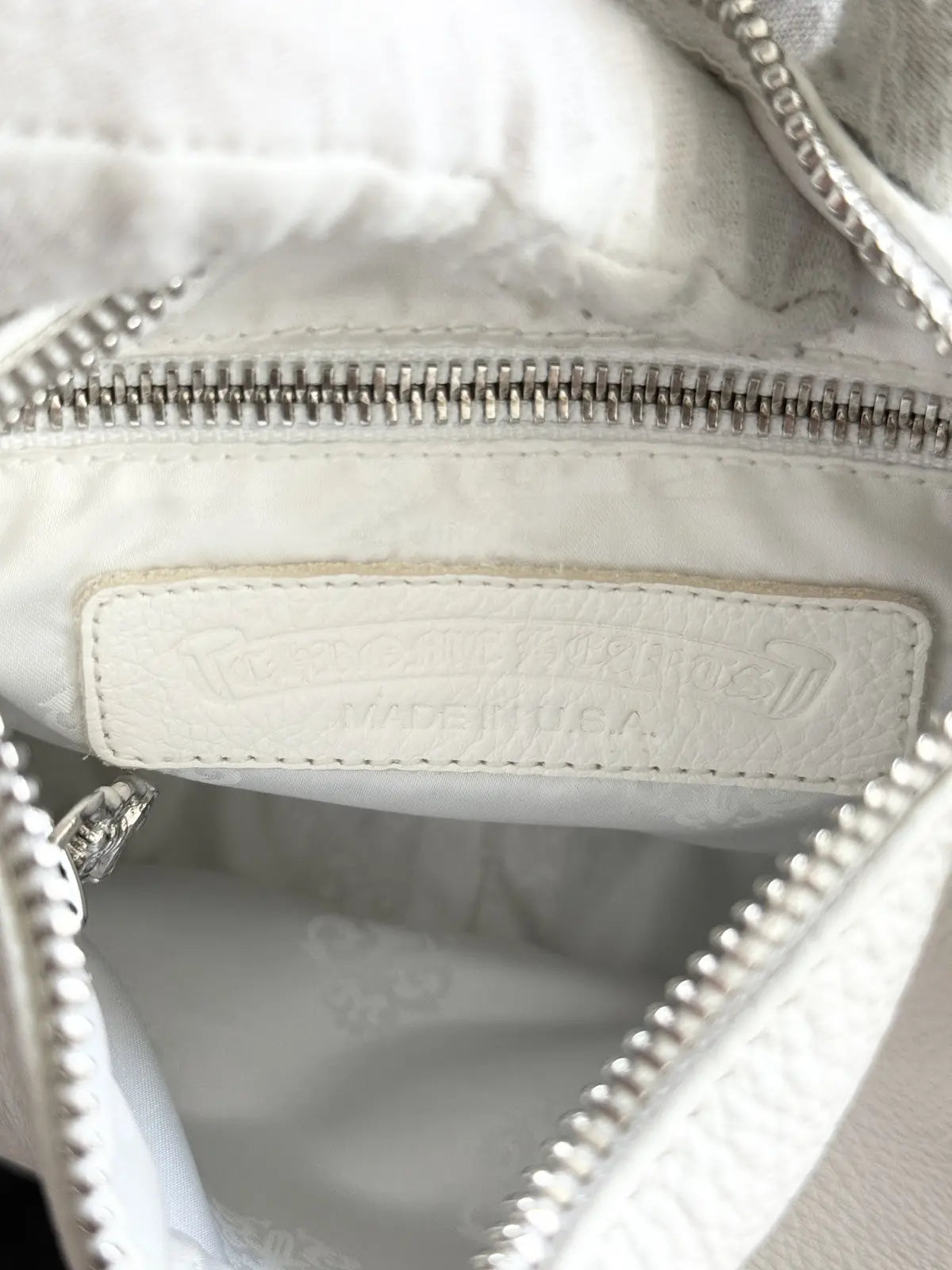 Chrome Hearts Chicken Nugget White Leather Hand Bag