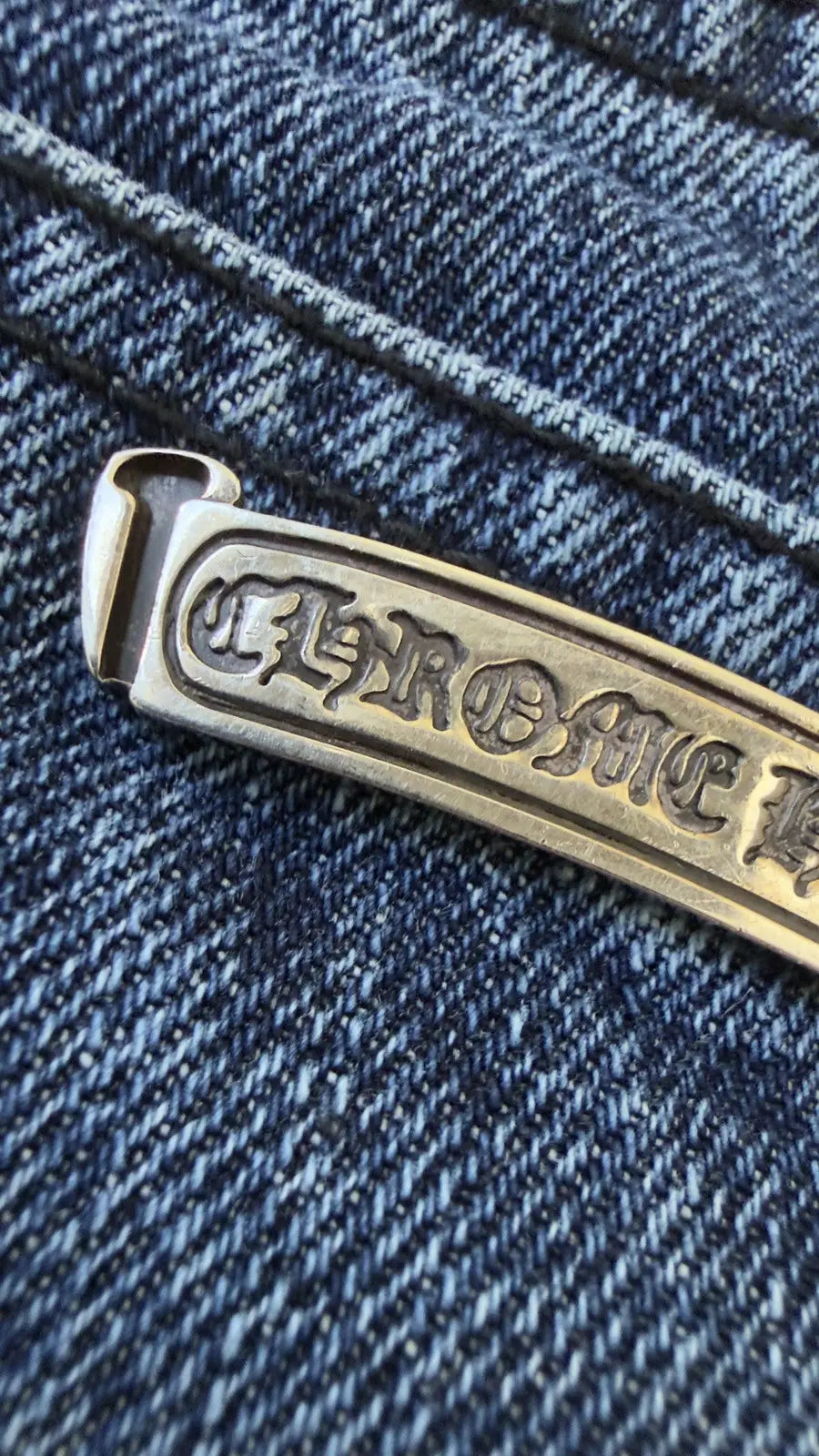 Chrome Hearts Black White Brown Patch FleurKnee Jeans