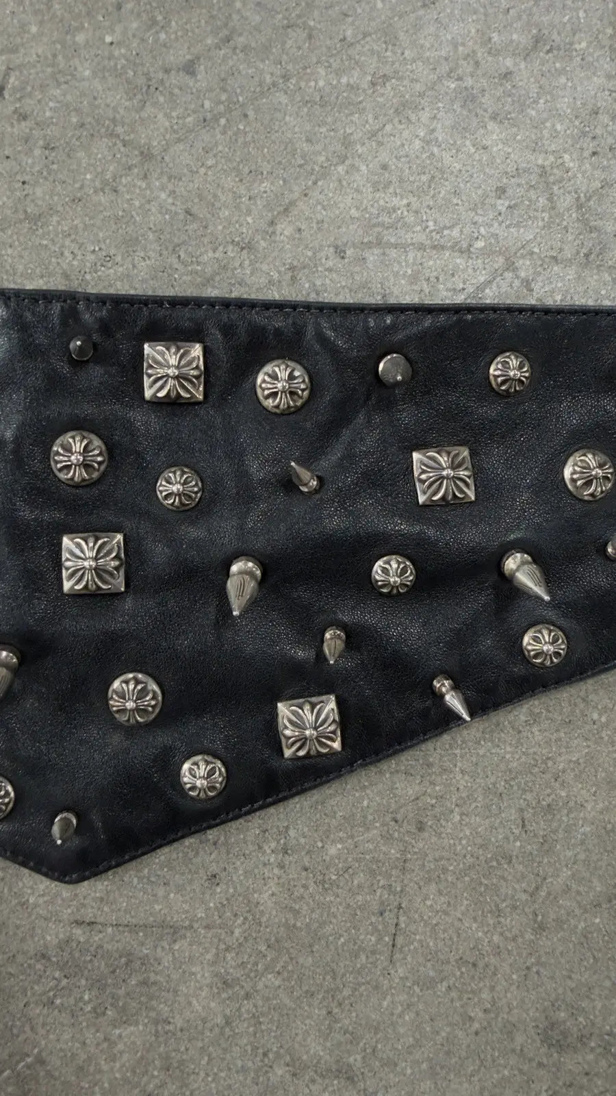 Chrome Hearts Flooded Cross Studded Sliver Leather Piece