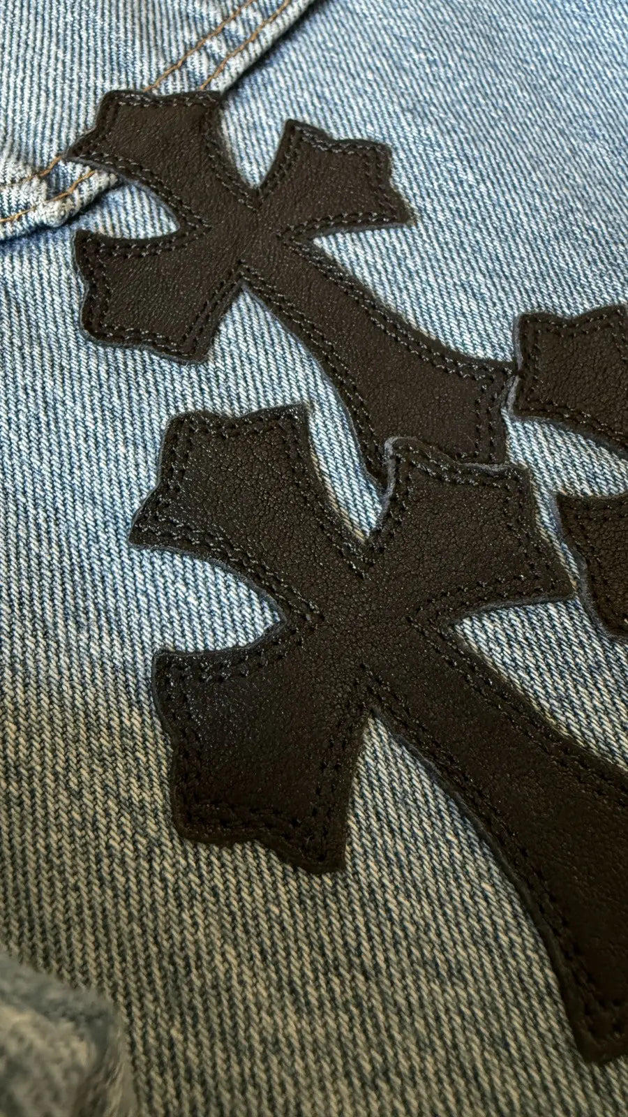 Chrome Hearts Levis 501 Black Cross Patch Jeans