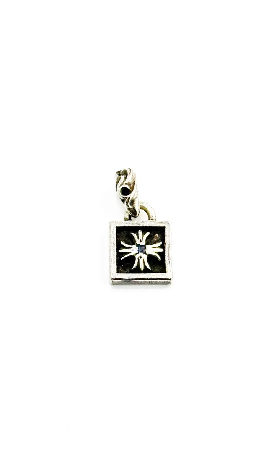 Chrome Hearts Blue Sapphire Framed CH Plus Pendant