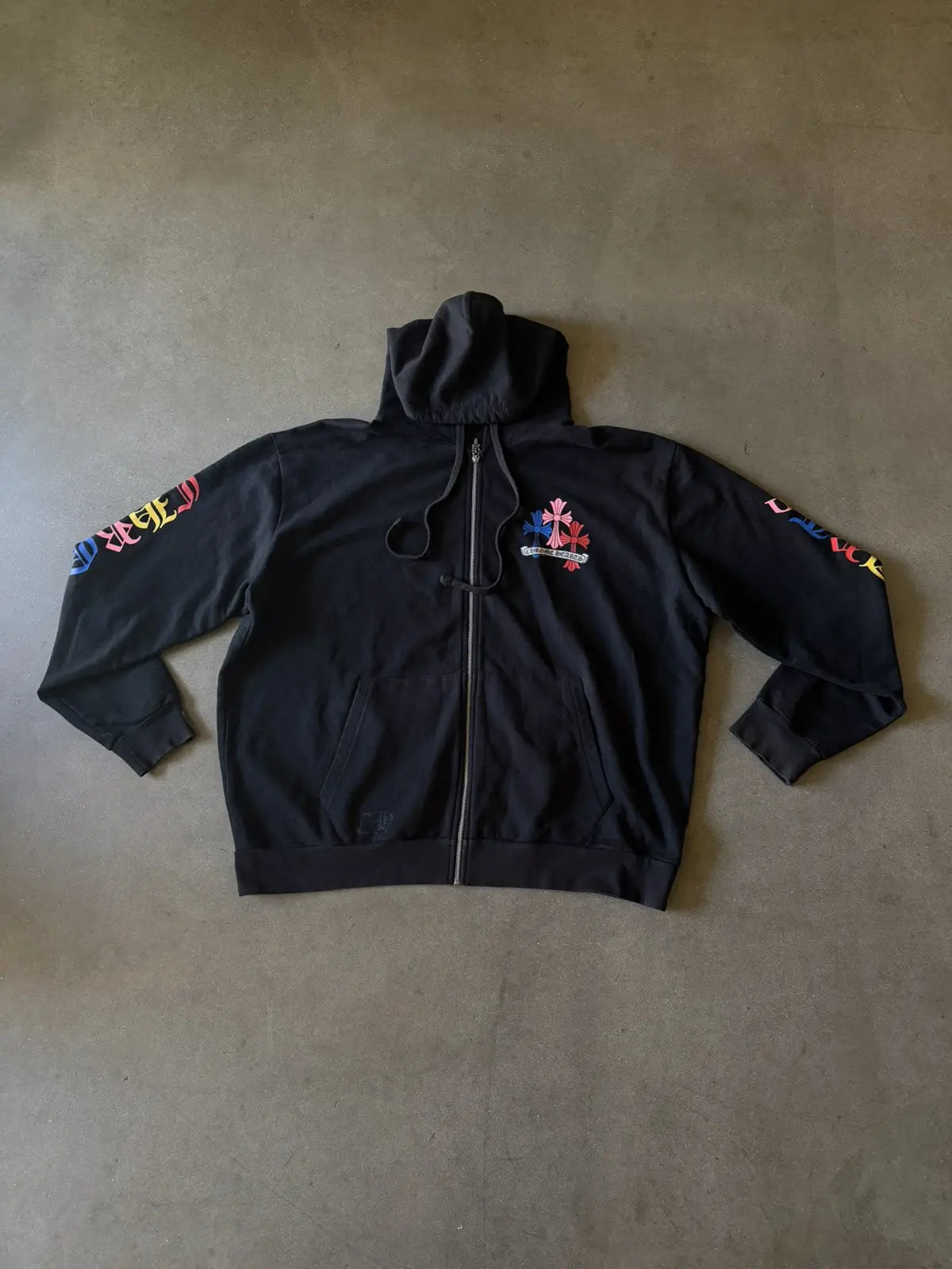 Chrome Hearts Cross Logo Zip Up Hoodie Black/Multicolor