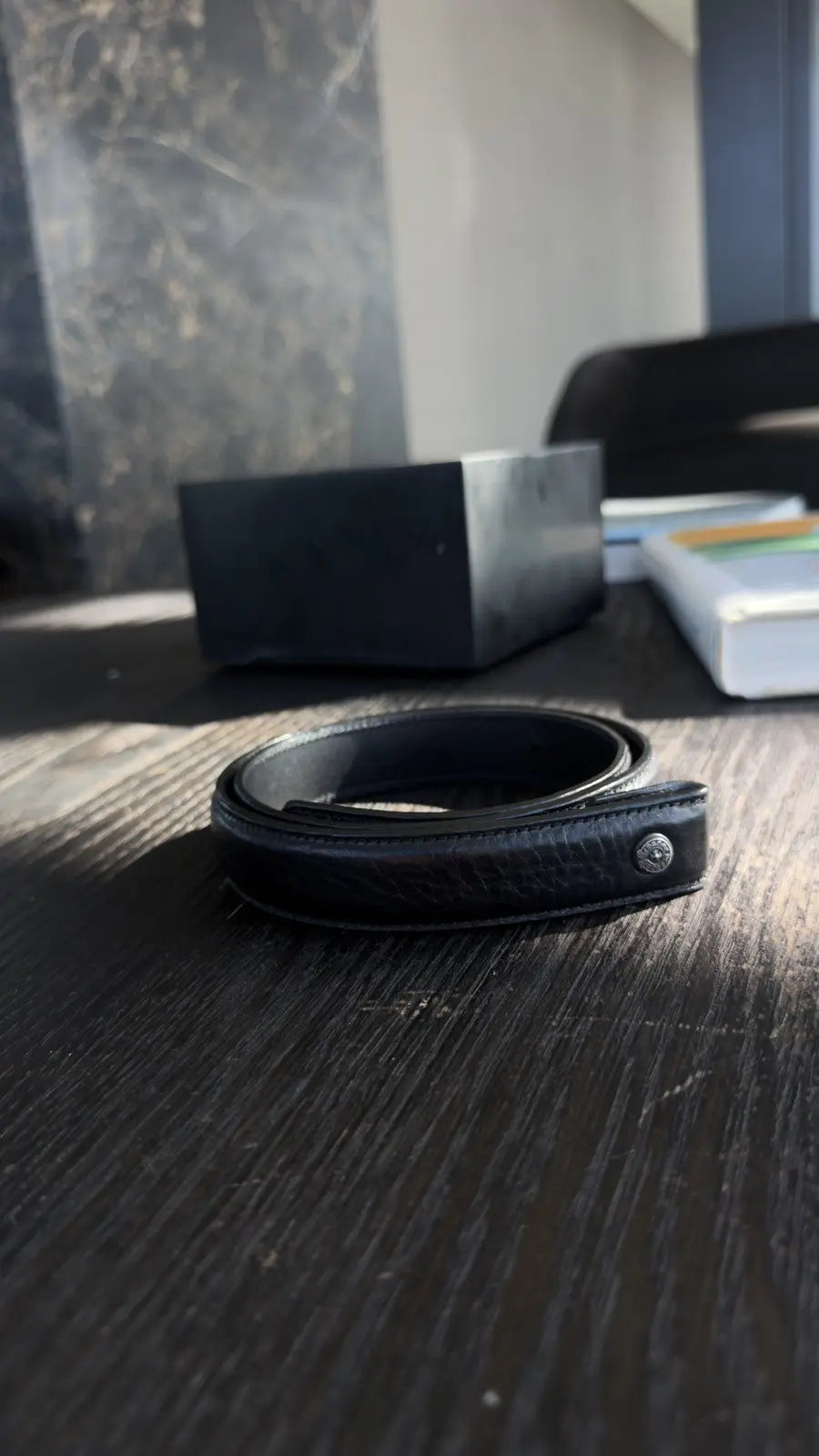Chrome Hearts Black Textured Leather Belt Strap Chrome Hearts